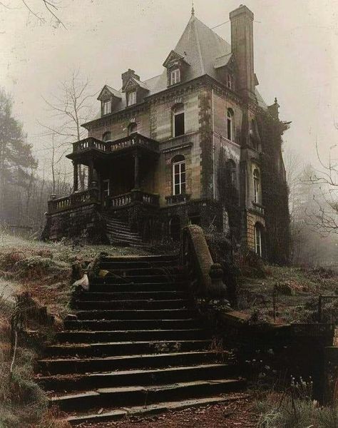 Haunted House Pictures, Abandoned Manor, Creepy Old Houses, Real Haunted Houses, Scary Houses, Abandoned Town, Abandoned Asylums, Old Abandoned Houses, Creepy Pictures