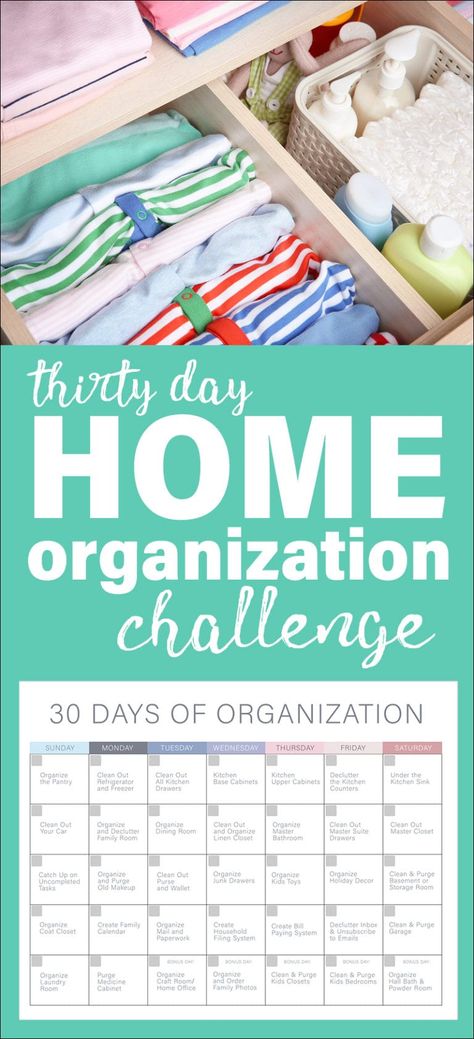 Organization Calendar, Organization Challenge, Declutter Challenge, Organizing Challenges, Garage Organize, Organized Home, Calendar Organization, Organization Printables, Household Organization