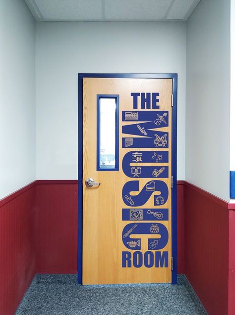 High School Music Room Design, Music Class Decorations, High School Music Classroom Design, Middle School Choir Classroom Decor, Music Classroom Decor High Schools, Band Classroom Decor, Music Room Decorations School, Music Room Door Decorations, Middle School Music Classroom Decor