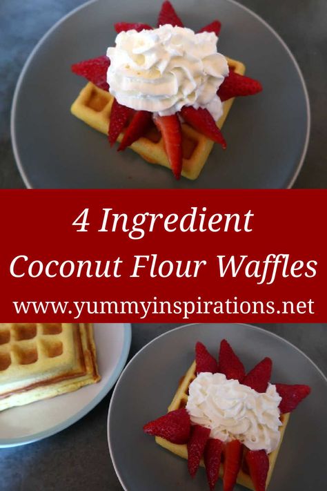 Keto Waffles With Coconut Flour Recipe with only 4 Ingredients – An easy low carb waffle idea with heavy cream, coconut flour and a topping of strawberries and whipped cream. Low Carb Waffle, Coconut Flour Waffles, Strawberries And Whipped Cream, Keto Waffles, Low Carb Waffles, Desayuno Keto, Coconut Flour Recipes, Keto Diet Breakfast, Keto Pancakes