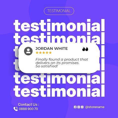 Testimonial Social Media Post, Testimonial Post, Testimonial Design, Design For Social Media, Review Template, Resume Maker, Free Business Card Mockup, Business Card Maker, Customer Review