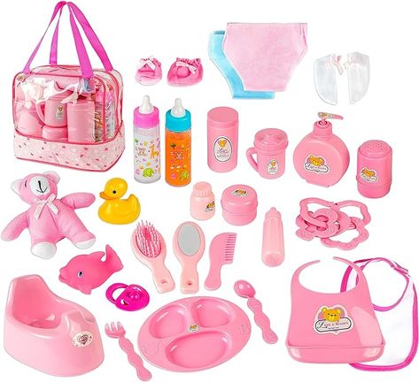 Amazon.com: fash n kolor Doll Feeding Set | Set Includes Baby Doll, Doll Diapers, Diaper Bag, Magic Bottles, Potty and Bath Toys | 26 Changing and Other Accessories for 3+ Years Kids : Toys & Games Baby Doll Diaper Bag, Disney Princess Toys, Baby Alive Doll Clothes, Baby Doll Set, Baby Doll Nursery, Barbie Doll Set, Feeding Baby, Magic Bottles, Baby Doll Toys