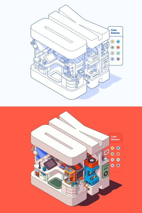 Isometric Drawing, Isometric Art, Splash Screen, Isometric Illustration, Isometric Design, Graphic Design Fun, Blender 3d, Graphic Design Posters, Graphic Poster