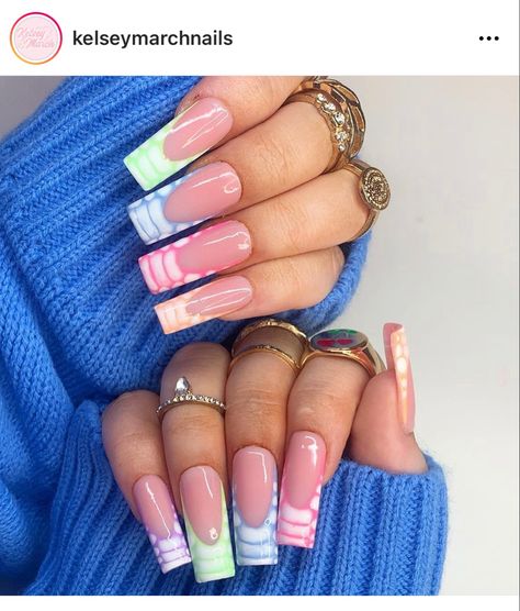 Pastel Colored French Tip Nails, Blooming Gel Nail Art French, Croc Ombre Nails, 3d Croc Print Nails, Colorful Croc Nails, Purple Croc Nails, Crocodile Skin Nails, Croc French Tip Nails, Croc Print French Tip Nails