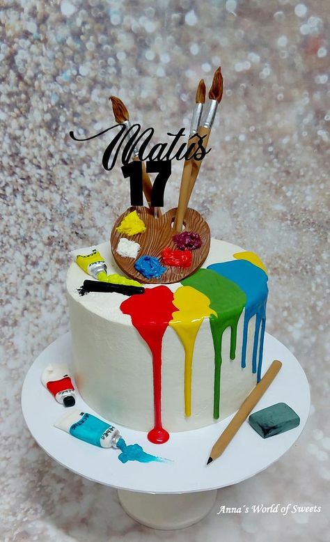 Cake For Artist, Birthday Cake For Artist, Artist Theme Cake, Cake For An Artist, Bday Cake For Artist, Artist Birthday Cake, Artist Palette Cake, Art Cake Ideas, Painter Cake Ideas Art Birthday