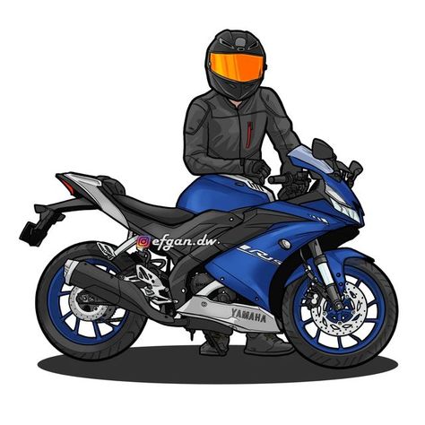 Motorbike Drawing, Biker Logo Design, Yamaha R15, Motorbike Art, Motos Yamaha, Honda Vfr, Motorcycle Drawing, Bike Drawing, Motorcycle Illustration