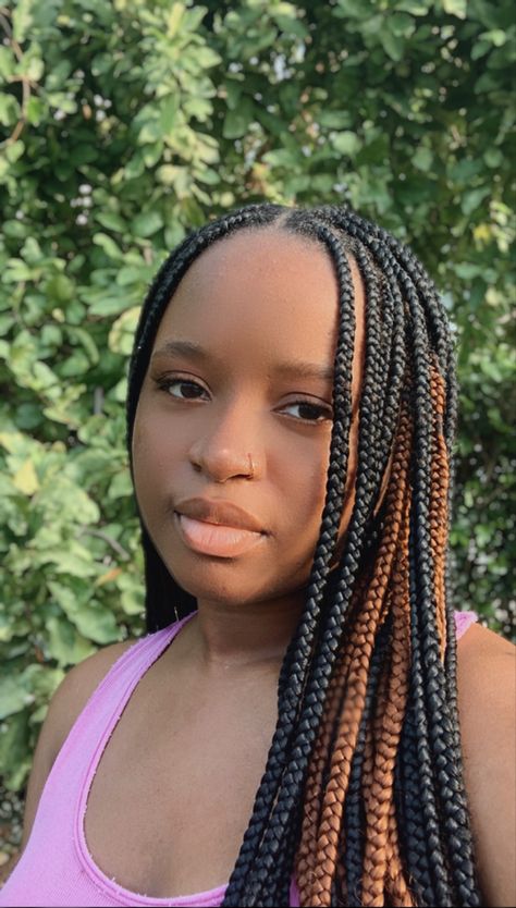 Blonde Braids On Black Hair, Hairstyles Peekaboo, Braids On Black Hair, Braid Hairstyles With Weave, Black Knotless, Peekaboo Braids, Bohemian Knotless, Peekaboo Hair Colors, Weave Hairstyles Braided