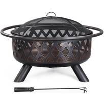 Red Barrel Studio® Adelinna 36'' H x 36'' W Iron Wood Burning Outdoor Fire Pit with Lid | Wayfair Fire Pit With Cover, Wire Mesh Wall, Outside Fireplace, Iron Fire Pit, Fire Poker, Large Fire Pit, Outdoor Fire Pit Table, Metal Fire Pit, Wood Fire Pit