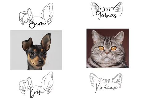 Custom Drawn Pet Ear Portrait Digital File Only Dog Cat | Etsy Ukraine Lost Cat Tattoo, Simplistic Portrait, Dog Cat Tattoo, Cat Tattoo Design, Lost Cat, Custom Drawing, Cat Names, Dog Face, Cat Tattoo