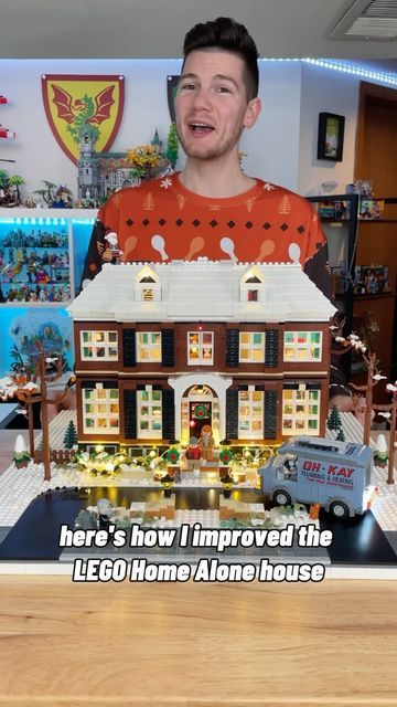 Lego Modular Buildings Ideas, Lego Home Alone, Lego Home, Home Alone House, Lego Display Case, Follow Your Instincts, Lego Winter, Lego Display, Lego Modular