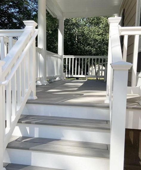 We can't get over the elegant combination of our Wolf Serenity Decking and Wolf Distinctive Railing. Silver Teak and white are such a timeless color combination. #CustomDecking #CustomRailing #OutdoorLiving 📸 : Ayars Complete Home Improvement Wolf Decking, Gabriola Island, Beach House Deck, Grey Deck, White Beach House, Outdoor Decking, White Deck, White Pergola, Screened Porch Designs