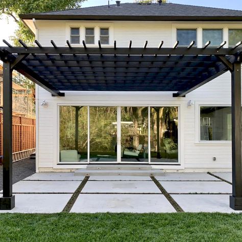 Pergola Detached From House, Wooden Pergolas, Redwood Furniture, Garden Pergolas, Attached Pergola, Pergola Ideas, Modern Pergola, Pergola Attached To House, House Updates