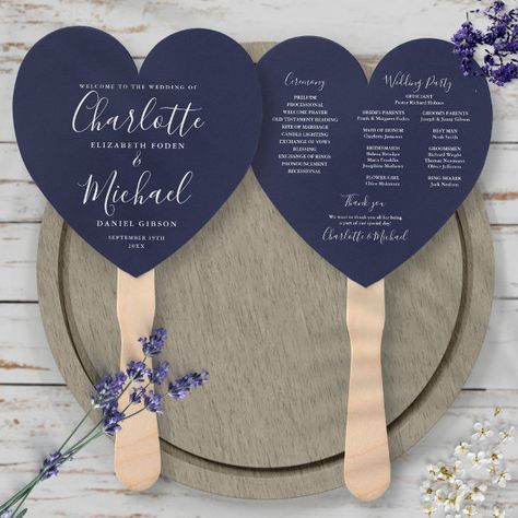 Navy Blue Wedding Program Heart Hand Fan Navy Blue And White Wedding, Blue And White Wedding, Wedding Renewal, Wedding Day Details, Man Candle, 2025 Wedding, Navy Blue Wedding, Navy Wedding, Bridesmaids And Groomsmen