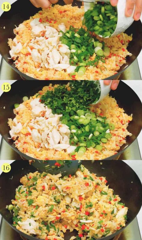 Crab Fried Rice - Recipes by Nora Seafood Rice With Crab And Shrimp, Crab And Rice, Crab Fried Rice Recipe, Crab Fried Rice, Crab Rice, Crab Eggs, Seafood Fried Rice, Crab Fries, Seafood Rice