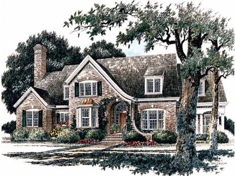 French Cottage House Plans, Colonial House Floor Plans, Kitchen Plan, European House Plans, French Country House Plans, Country Style House Plans, European House, Country House Plan, Keeping Room