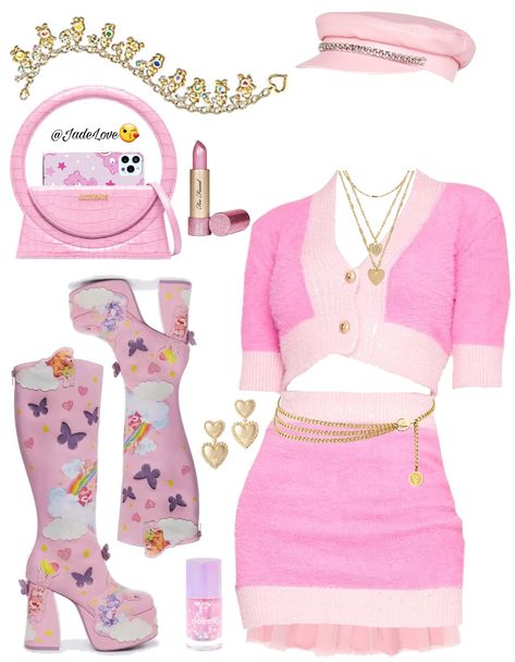 Gold And Pink Outfit, Pink Bimbocore Outfits, 90s Pink Aesthetic Outfits, Barbie Style Outfits, Barbie Core Outfit, Barbie Aesthetic Outfit, Barbiecore Dress, Pink Aesthetic Fashion, Barbiecore Outfit