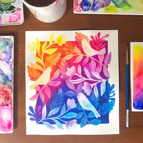 Watercolor Negative Painting Art Lessons, Watercolour Negative Painting, Negative Watercolor Painting Ideas, Negative Watercolour Painting, Negative Painting Ideas, Negative Watercolor Painting Tutorials, Negative Painting Watercolor, Negative Space Watercolor, Negative Watercolor Painting