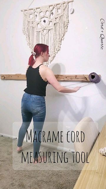 Mighty_Macrame on Instagram: "My amazing macrame cord measuring tool. @cord_plus_quartz. My husband helped me come up with it and make it and now I can measure and cut as many cords I need anywhere from 1-10 feet 🙌🙌🙌 It's been a life saver! • Don't forget you can be on our featured feed right here on Mighty Macrame too!  Link is in bio! ♡ Get an exclusive discount on macrame cord from the best companies. Link in bio. ♡ Amazing macrame PDF patterns and kits available @cord_plus_quartz ♡ Macram How To Store Macrame Cord, Macrame Cord Storage Ideas, Macrame Cord Storage, How To Measure Macrame Cord, Macrame Studio, Knot Guide, Knots Guide, Macrame Tutorials, Macrame Supplies