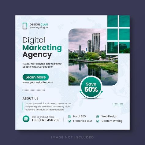 Digital marketing agency corporate socia... | Premium Psd #Freepik #psd #square #post #flyer #template Digital Marketing Poster Design Ideas, Corporate Social Media Post, Post Flyer, Corporate Social Media, Corporate Banner, Free Social Media Templates, Fb Banner, Writing Images, Media Poster