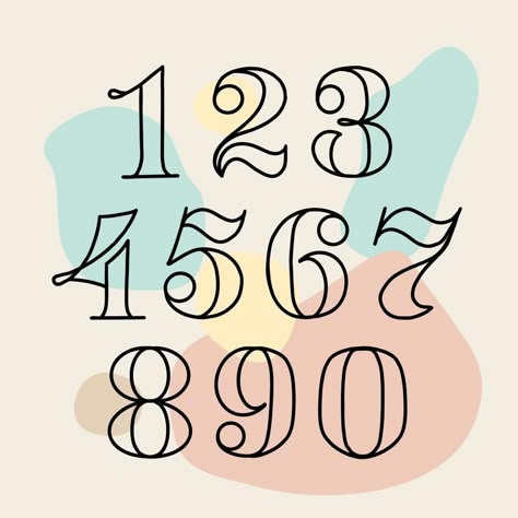 conjunto de números y números en estilo de letras. fuente para matemáticas, álgebra y calculadora. los niños aprenden a contar usando números brillantes Font Angka Aesthetic, Hand Lettering Alphabet Fonts, Handwriting Numbers, Fonts Numbers, Lettering Styles Alphabet, Book Art Projects, Bullet Journal Font, Doodle Quotes, Journal Fonts