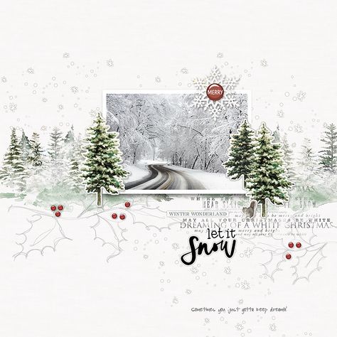 Winter Scrapbook Layouts, Project Life App, Winter Scrapbooking, Christmas Scrapbook Layouts, Digital Scrapbooking Ideas, I Love Snow, Vintage Photo Frames, Christmas Layouts, Scrapbooking Techniques