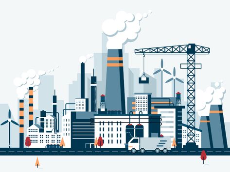 Factory illustration by F-FAN. for DKP on Dribbble Factory Animation, Factory Drawing Pollution, Factory Infographic, Industry Illustration, Factory Illustration Industrial, Factory Illustration, Isometric Factory Illustration, Ing Civil, Arte 8 Bits