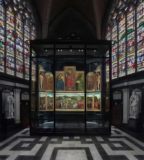 Ghent Altarpiece: 'most stolen' artwork has new €30m home in bulletproof glass | Belgium | The Guardian Ghent Altarpiece, Masterpieces Painting, Hand Of The King, Van Eyck, Jan Van Eyck, New Staircase, Auguste Rodin, The Masterpiece, Medieval Art