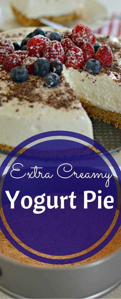 This extra creamy yogurt pie will quickly become a favorite! My husband's only way of describing it was to say "it tastes like a cloud." :) Yogurt Pie Recipe, Yogurt Pie Crust, Yogurt Pie No Bake, Frozen Yogurt Pie Recipe, Greek Yogurt Pie No Bake, Yogurt Pie With Graham Cracker Crust, Strawberry Yogurt Pie, Yogurt Pie, Whipped Yogurt