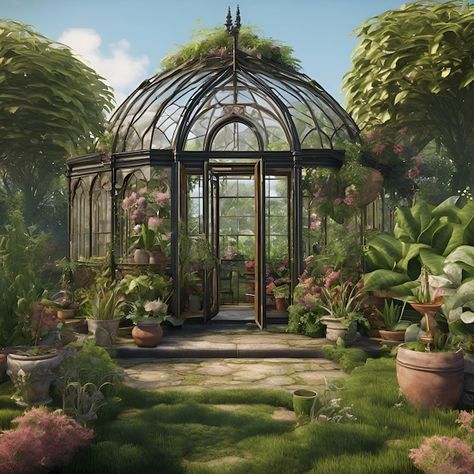 Round Greenhouse, Farm Compound, Wrought Iron Bench, Victorian Greenhouse, Dome Greenhouse, Iron Bench, Back Door, Back Doors, Green House