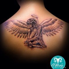 Angel With Halo Tattoo, Small Guardian Angel Tattoos, Guardian Angel Tattoos, Angel Tattoo Arm, Angel With Halo, Small Angel Tattoo, Angel Back Tattoo, Beautiful Angel Tattoos, Guardian Angel Tattoo Designs