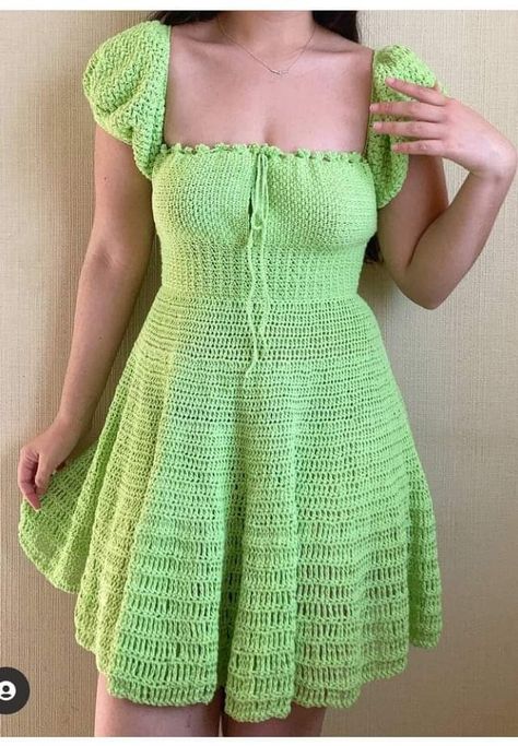 Fairycore Crochet Dress, Crochet Flare Dress, Crochet Homecoming Dress, Crochet Flare Skirt, Crochet Dress Aesthetic, Crochet Dress Ideas, Crochet Dress Outfits, Crochet Dress Pattern Free, Diy Crochet Bag