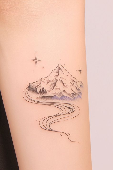 172 Breathtaking Mountain Tattoo Ideas for Nature Lovers – Refined Aesthetique Nature Tatoos Woman, Alaskan Tattoos For Women, Alaska Tattoos For Women, Alaska Tattoo Ideas, Alaskan Tattoos, Mountain Tattoo Ideas, Alaska Tattoo, Tattoo Mountain, Lilac Tattoo