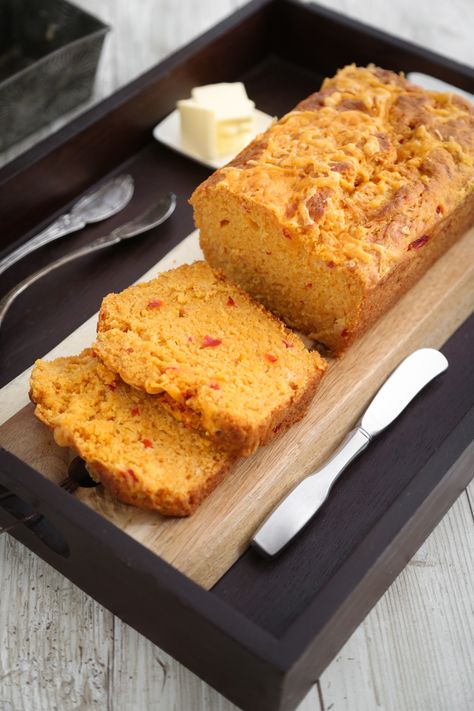 Pimento Cheese Quick Bread | Sprinkle Bakes Cheese Quick Bread, Pimiento Cheese, Butter Pecan Cake, Hot Bread, Pecan Cake, Pimento Cheese, Savoury Baking, Quick Bread Recipes, Sweet Breads