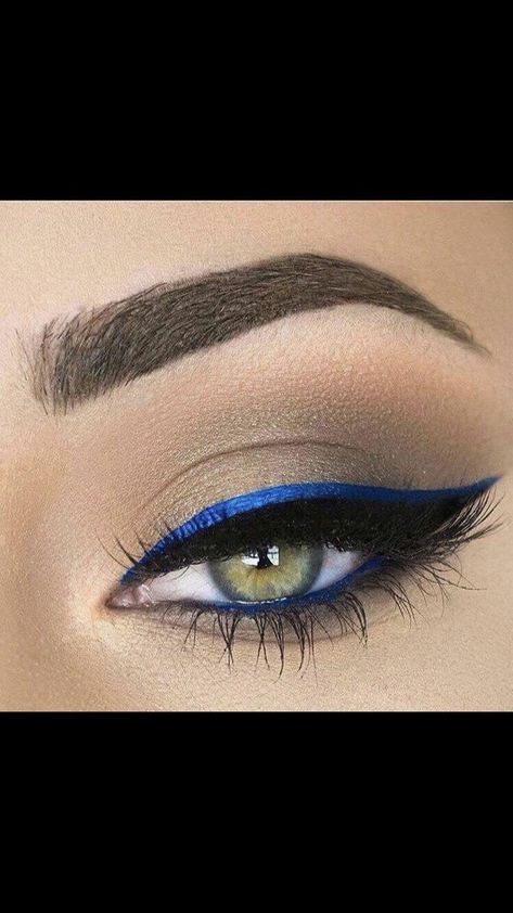 Royal Blue Hoco Makeup, Navy Blue Simple Makeup, Prom Makeup Royal Blue Dress, Royal Blue Prom Makeup For Brown Eyes, Royal Blue Prom Makeup Look, Blue Formal Makeup, Nails For A Navy Blue Dress, Royal Blue Dress Makeup Ideas, Blue And White Eye Makeup