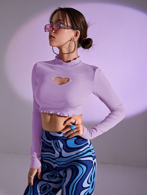 Heart Cutout Shirt, Heart Cutout Top, Cutout Shirts, Cutout Crop Top, Makeup Photos, Cutout Top, Elegant Clothing, Shop Inspiration, Colour Pop