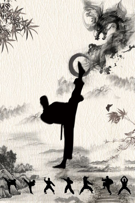 Chinese fountain ink chinese martial arts training poster background material Martial Art Illustration, Karate Art Drawing, Martial Arts Illustration, Martial Arts Drawing, Martial Arts Wallpaper, Martial Arts Art, Chinese Fountain, Karate Poster, Martial Arts Tattoos