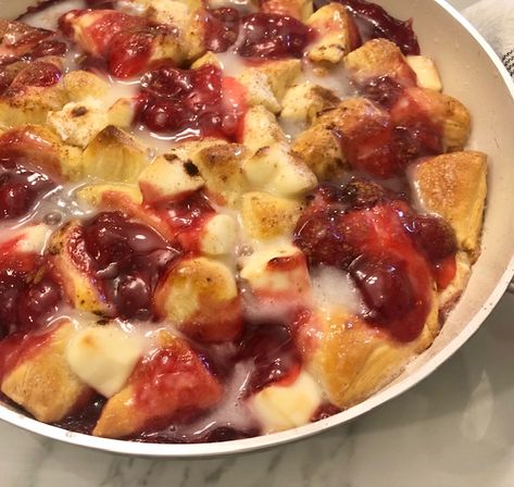 Cherry Pie Bubble Up | 30 Minute Cherry Casserole Pilsbury Recipes, Powdered Sugar Glaze, Kitchen Staples, Pie Pops, Canned Biscuits, Bubble Up, Chocolate Covered Cherries, Cherry Pie Filling, Cheese Flavor