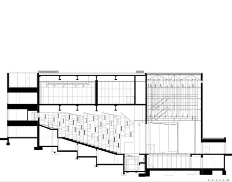 Gallery of Acoustics and Auditoriums: 30 Sections to Guide Your Design - 139 Theatre Plan, Theatre Section, Auditorium Plan, Theater Plan, Auditorium Architecture, Concert Hall Architecture, Auditorium Design, Theater Architecture, Conference Hall