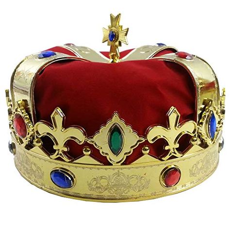 Crown And Scepter, Red Fancy Dress, Crown Costume, Royal Costume, George Hats, Royalty Dress, King's Crown, King Costume, Royal Party