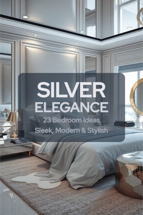 silver bedroom ideas Silver And White Bedroom Decor, Silver Bedroom Decor Color Combos, Interior Door Colors Ideas, Silver Bedroom Ideas, Silver Bedroom Furniture, Grey And Silver Bedroom, White Gray Bedroom, White And Silver Bedroom, Interior Door Color