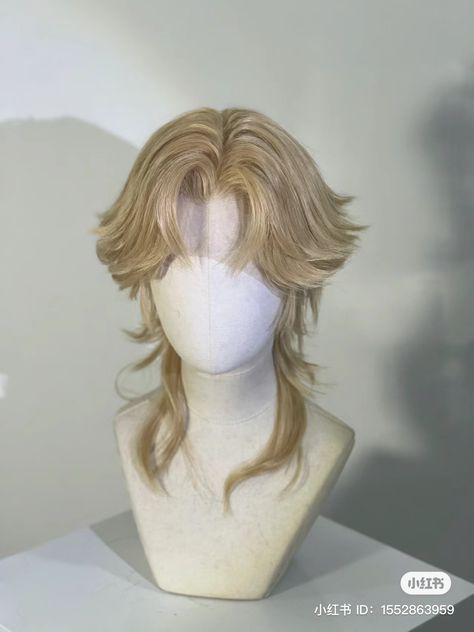 Male Hair Wig, Wing Hairstyles, Male Character Long Hair, Masculine Hair Styles, Hair Inspo Male, Angel Haircut, Male Hair Styles, Wigs Male, Male Wigs