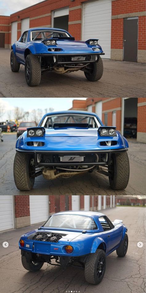 Subaru-Powered Rally Miata Off-Roader Is A Rally Superstar. What do you get when you cross a lifted MX-5 with a Subaru WRX? We'll get back to you on that. Rally Wheels, Lifted Miata, Off Road Miata, Miata Rally Car, Rally Car Build, Rally Car Design, Monster Miata, Subaru Race Car, Beetle Car