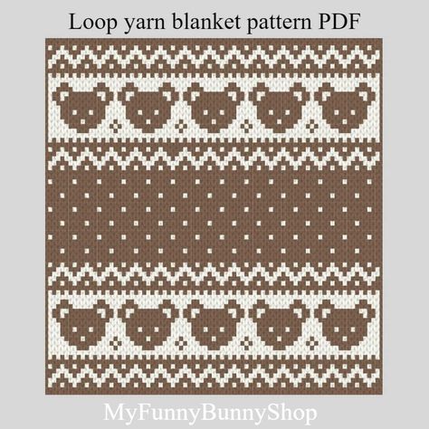 This is a Graph Pattern PDF for a finger knitted Bears Boarder baby blanket . It is doublesided ,warm and supersoft.FINISHED SIZE: approx.39,3" x 44,8" (100 cm x 114 cm) with 7 balls of Alize Puffy More yarn or Bernat Alize BlanketEZ Graph It yarn Like all twocoloured yarn designs, this picture is repeated on the back side of the blanket in inverse colours.There are no tutorials in the files you buy.If you have no practice working with loop yarn watch these videos belowhttps:www.youtube.comwatch Cross Stitch Afghan Baby Blankets, Alize Puffy More Blanket, Alize Puffy Blanket Free Pattern, Christmas Knitted Blanket, Alize Puffy More Pattern, Puffy More Pattern, Crochet Graph Patterns Free Charts, Loop Yarn Blanket, Tapestry Knitting