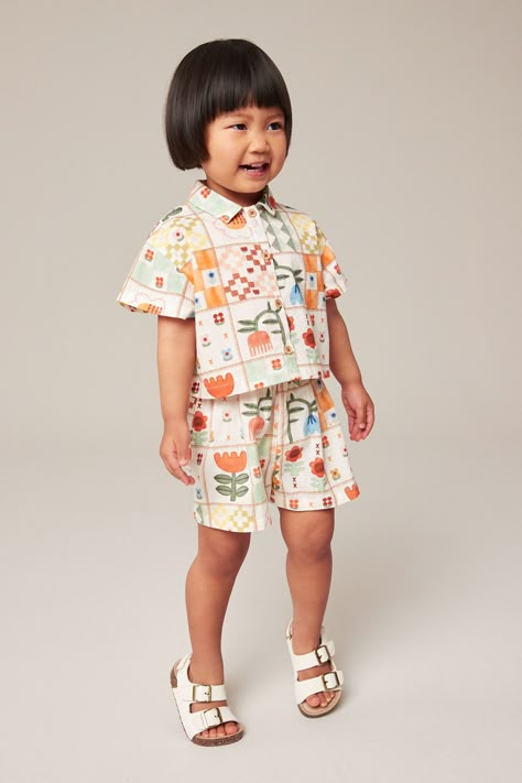 Inject some vibrancy into your little one's summer selection with our shirt and shorts set. This colourful co-ord includes a button-down short sleeve shirt and elasticated trousers both crafted from pure cotton. Blouse and Trouser 100% Cotton. Kids Co Ord Set, Kids Summer Outfit, Kids Summer Outfits, Kidswear Trends, Buy Shirts, Summer Outfits Kids, Baby Co, Frocks For Girls, Floral Print Shirt