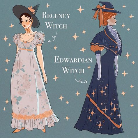 Edwardian Fantasy Art, Flower Witch Character Design, Regency Fantasy Art, Cosmic Witch Art, Edwardian Character Design, Regency Character Design, Cosmic Drawings, Regency Illustration, Witch Oc Art