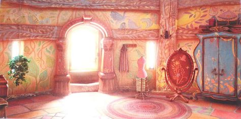 inside+rapunzel's+tower | Interior shot of Rapunzel's tower in "Tangled" - love the oil painting ... Tangled Room, Rapunzel Room, Rapunzel Wallpaper, Rapunzel Castle, Rapunzel's Tower, Tangled Tower, Disney Backgrounds, Rapunzel Tower, Walt Disney Characters