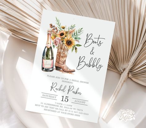 Boots And Bubbly Bridal Shower, Boots And Bubbly, Western Bridal Showers, Canva Guide, Bridal Shower Themes, Gorgeous Boots, Themed Bridal Shower, Bridal Shower Rustic, Bridal Shower Signs