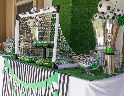 Girls' Soccer Birthday Party | POPSUGAR Moms More Soccer Baby Showers, Soccer Party Decorations, Soccer Banquet, Soccer Theme Parties, Soccer Baby, Soccer Birthday Parties, Sports Birthday Party, Soccer Theme, Football Birthday Party