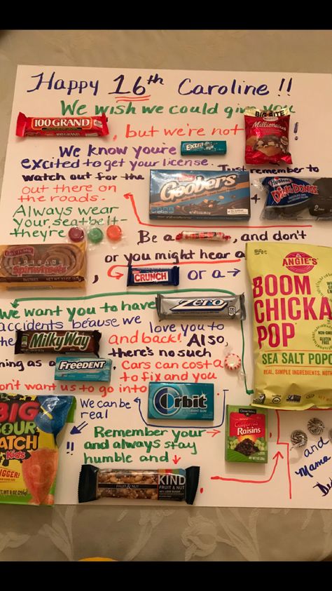 Also, there's no such thing as a (Freedent).  Cars can cost a (mint) to fix, and you don't want us to go into (Orbit).  We can be real (Big Sour Patch Kids)!!  Remember your (raisins), and always stay humble and (Kind).  (Hugs) and (Kisses)! 16 Gifts For 16th Birthday Boy, Sweet 16 Candy Poster, 16th Birthday Gifts For Girls Sweet 16, Sweet 16 Countdown Ideas, 16 Birthday Gifts For Boys, 16 Year Boy Birthday Party Ideas, Sweet 16 Gifts For Girls 16th Birthday, 16th Birthday Gifts For Girls Ideas, Sweet 16 Cakes For Boys