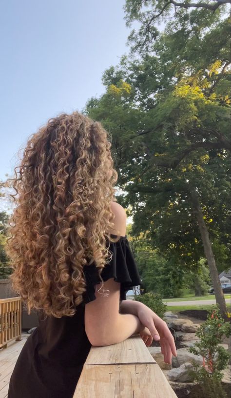 Blondish Brown Hair Curly, Honey Balayage On Curly Hair, Waist Length Curly Hair Natural, Long Curly Hair Light Brown, Light Brunette Curly Hair, Dark Blonde Curly Hair Natural, Caramel Blonde Curly Hair, Dirty Blonde Hair Curly, Blonde Highlights On Dark Curly Hair